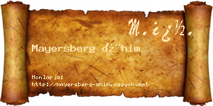 Mayersberg Áhim névjegykártya